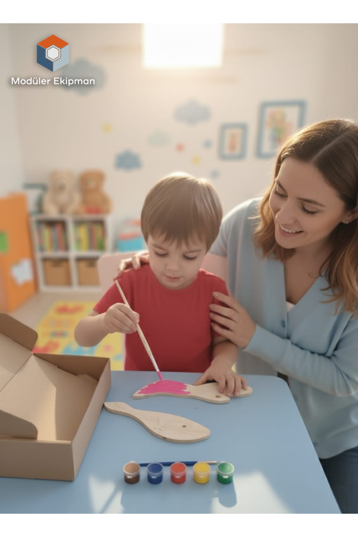 کیت نقاشی پرندهٔ در حال پرواز دست‌ساز ۱۰۰٪ چوب طبیعی، آموزش کودکان