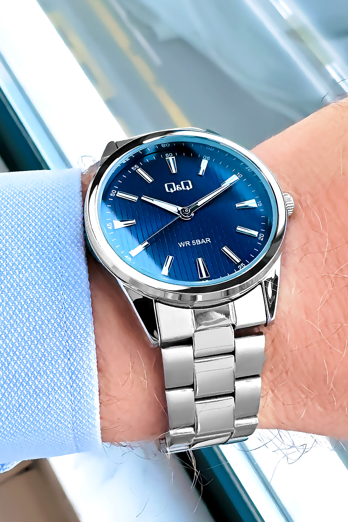 Q&Q  Orijinal Quartz Erkek Kol Saati Gümüş Renk Çelik Kordon 5 ATM Su Geçirmez - QQE2001C6 - Görsel 5
