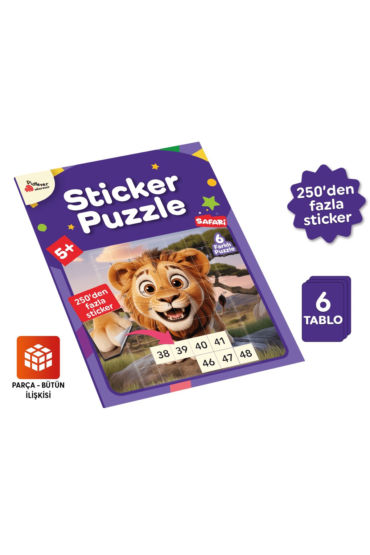 Playever Sticker Puzzle - Safari, Çıkartmalı Yapboz Etkinlik Kitabı fotoğrafı 2 (önizleme)