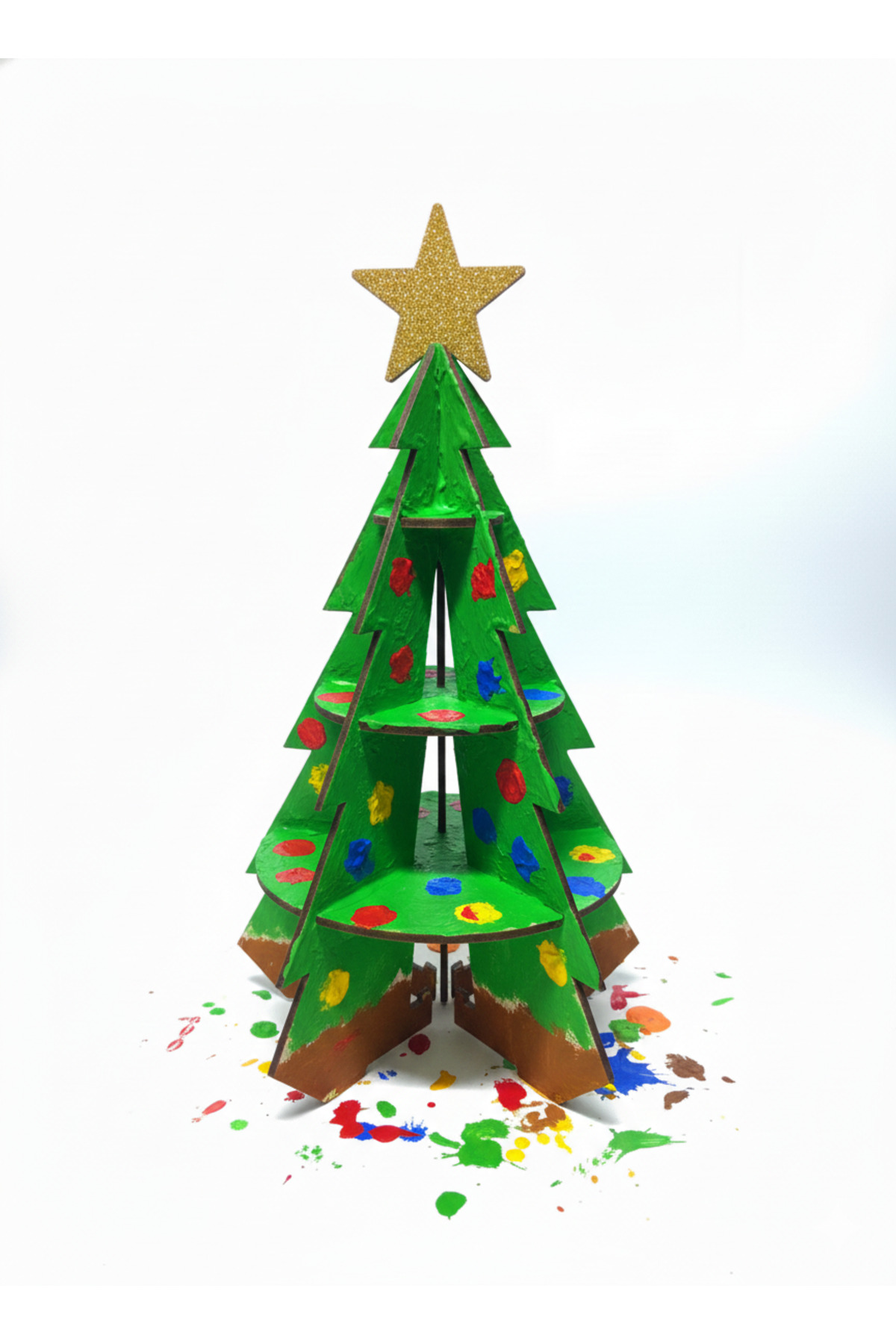 کیت درخت کریسمس چوبی مینیاتوری – فعالیت طراحی برای پیش‌دبستانی‌ها
