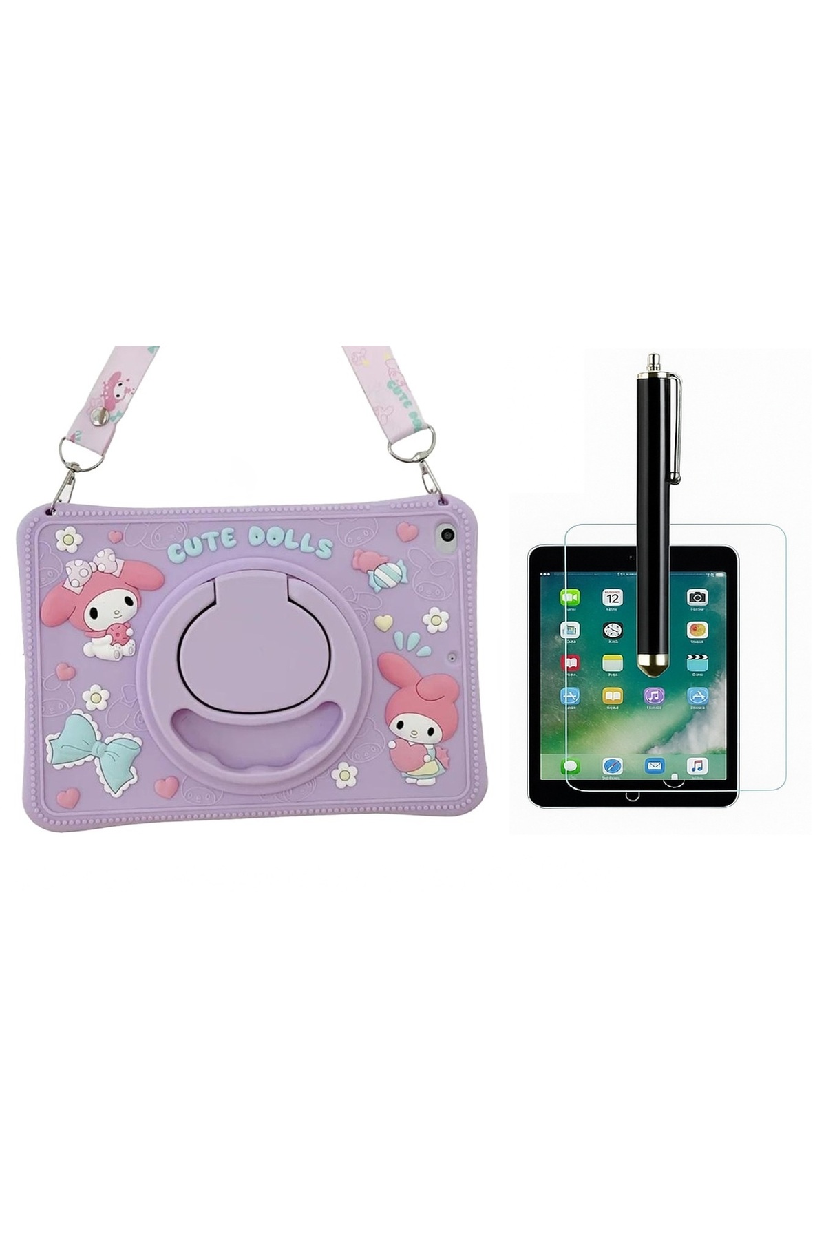Lenovo Tab M9 TB310FU 9 inch Cute Dolls Tablet Case with Stand +Pen+Tempered Glass