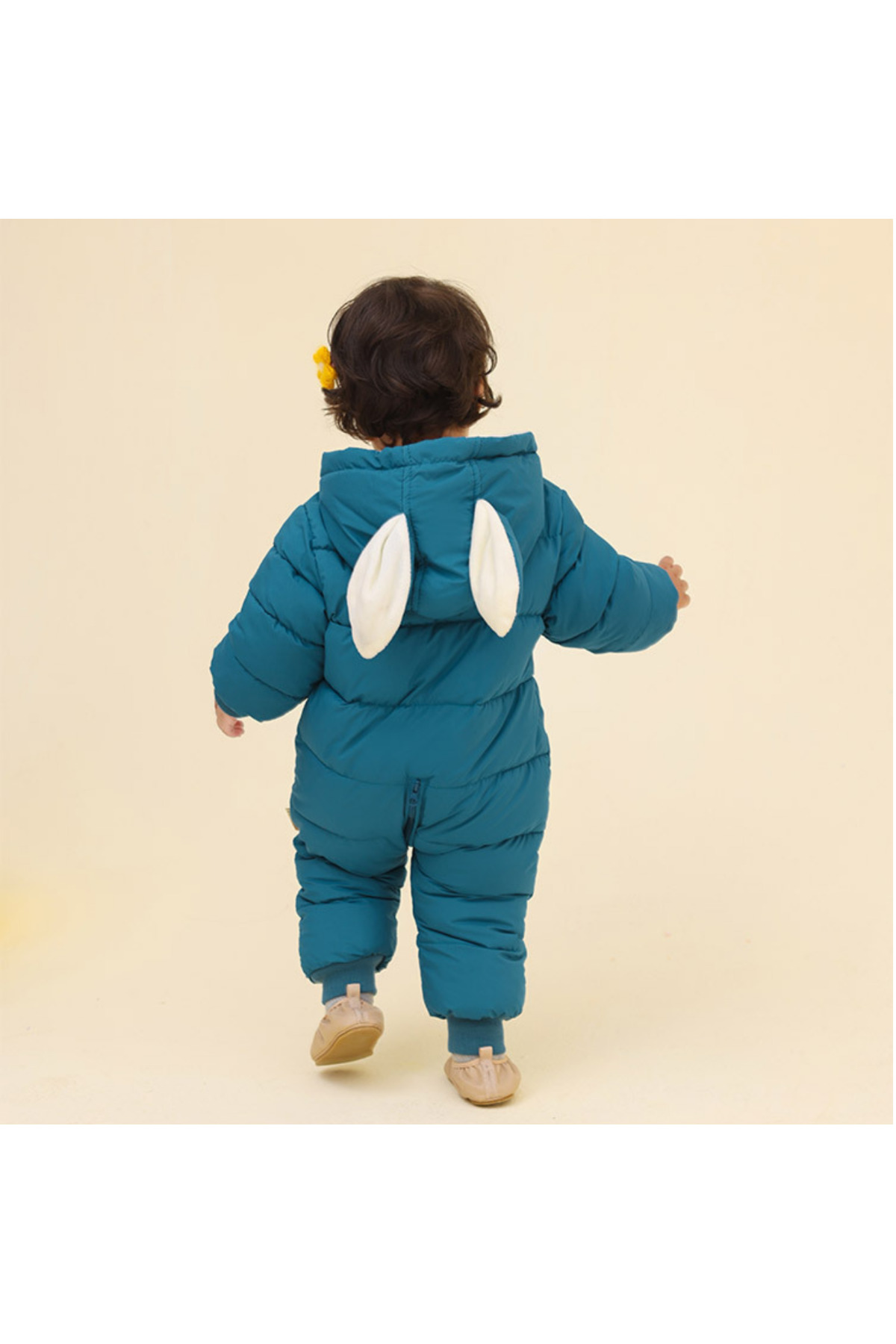 melisam.msg Kız Erkek Bebek Tavşan Kulaklı Kış Kalın Sevimli Astar Şişme Tulum Mont fotoğrafı 5 (önizleme)