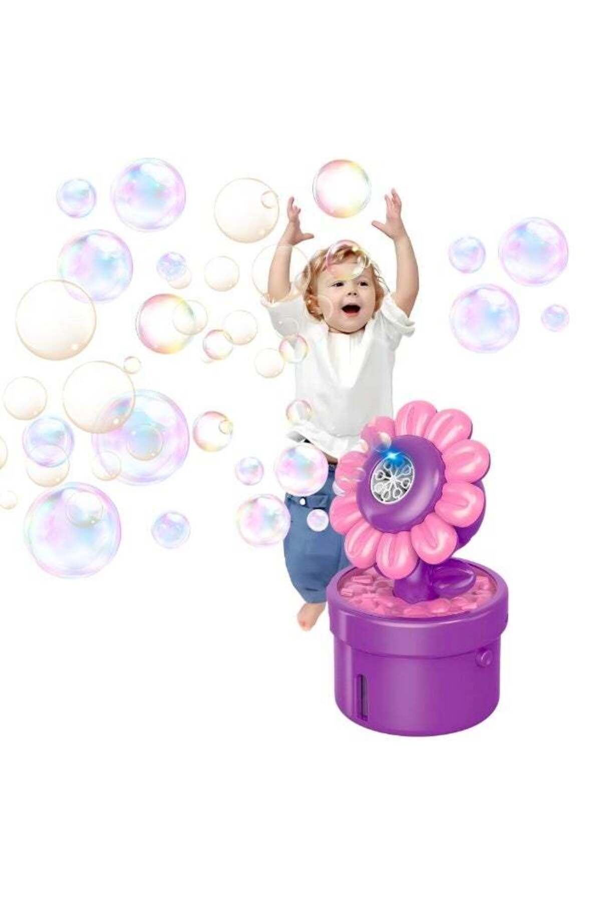 ماشین حباب آفتابگردان دستی برای کودکان با چراغ‌های LED رنگارنگ - تفنگ حباب گل