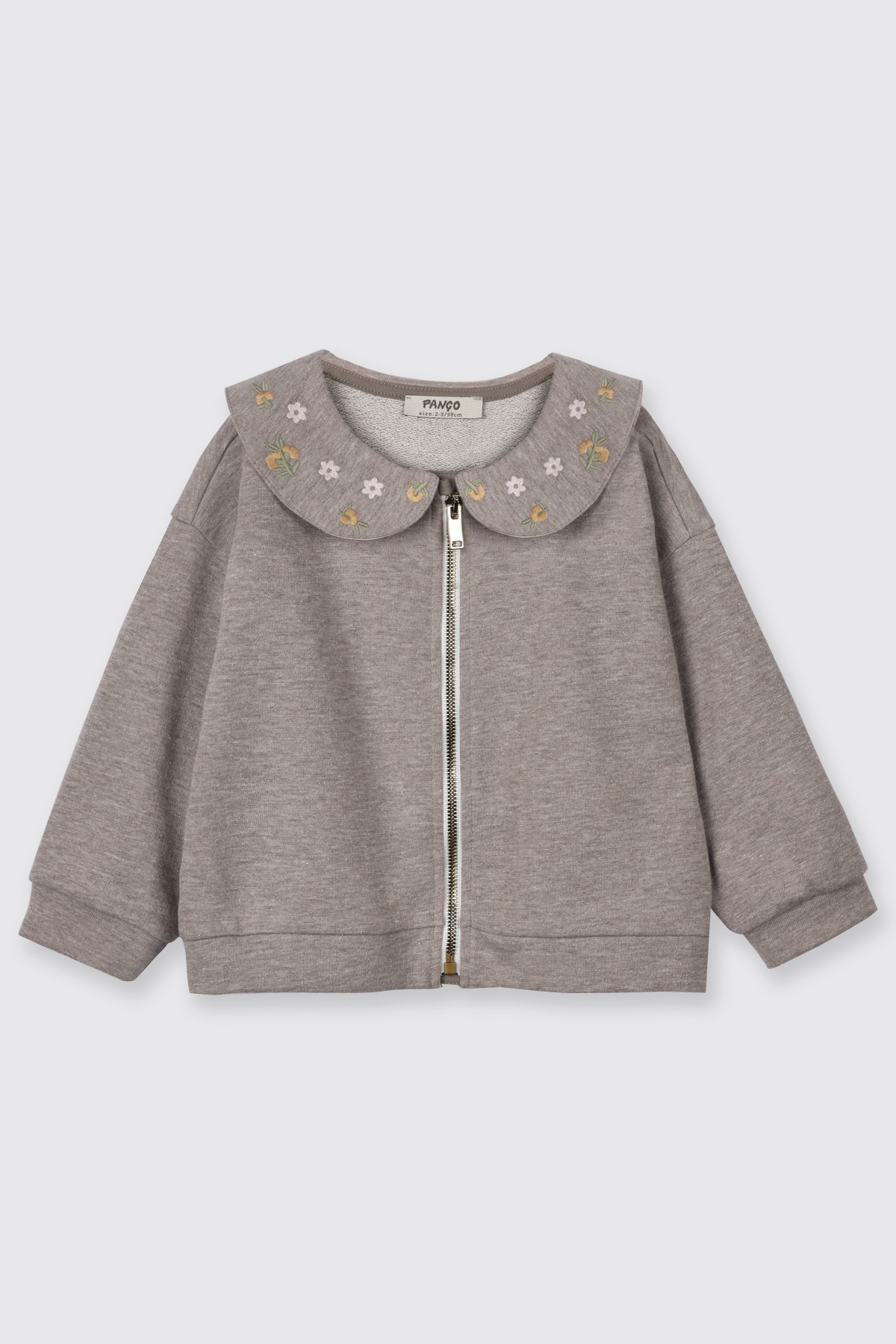 Panço Kız Bebek Yakası Nakış Detaylı Fermuarlı Kahve Sweatshirt fotoğrafı 3 (önizleme)