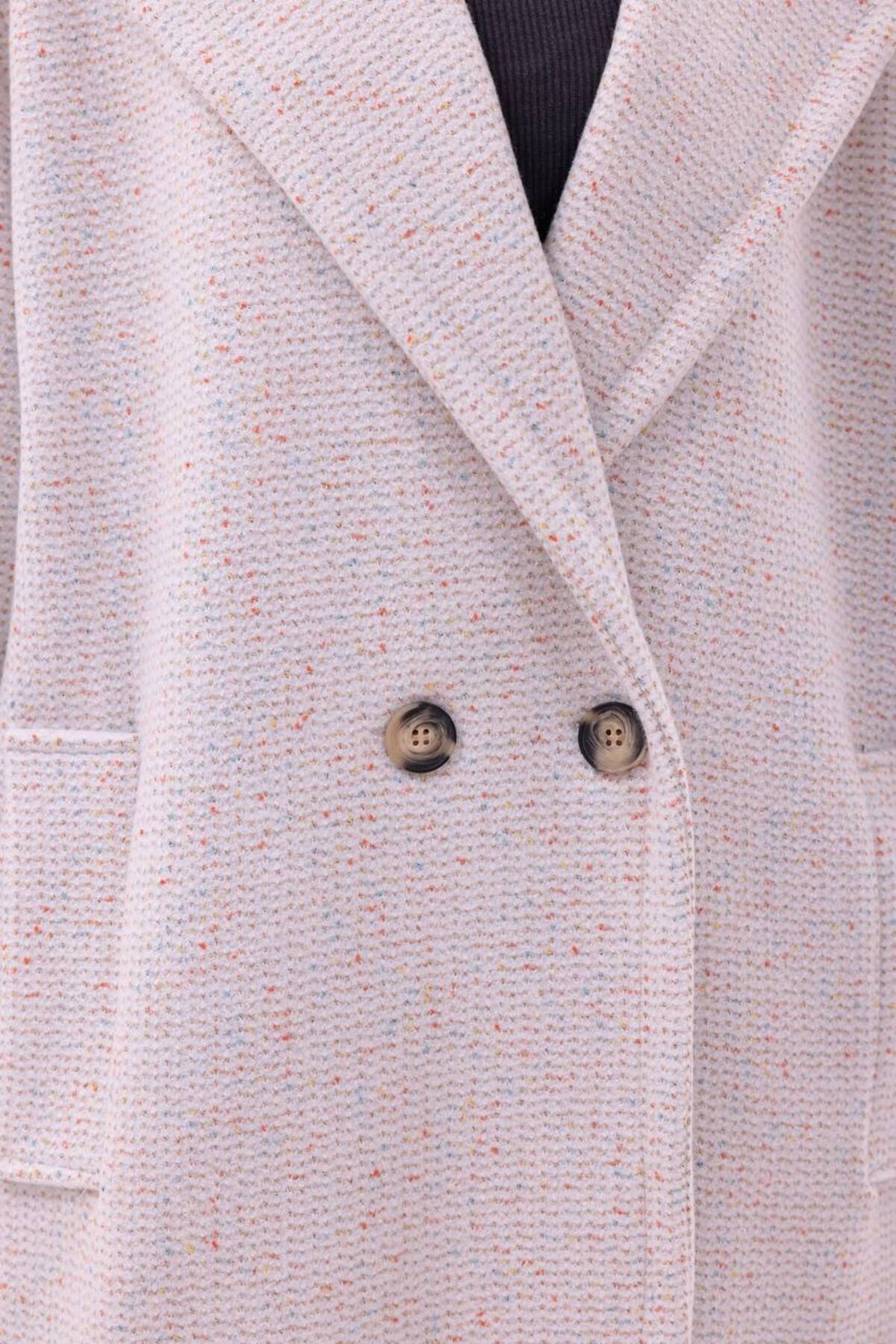 motix  Çift düğmeli içi astarlı kaşe kaban - Görsel 3