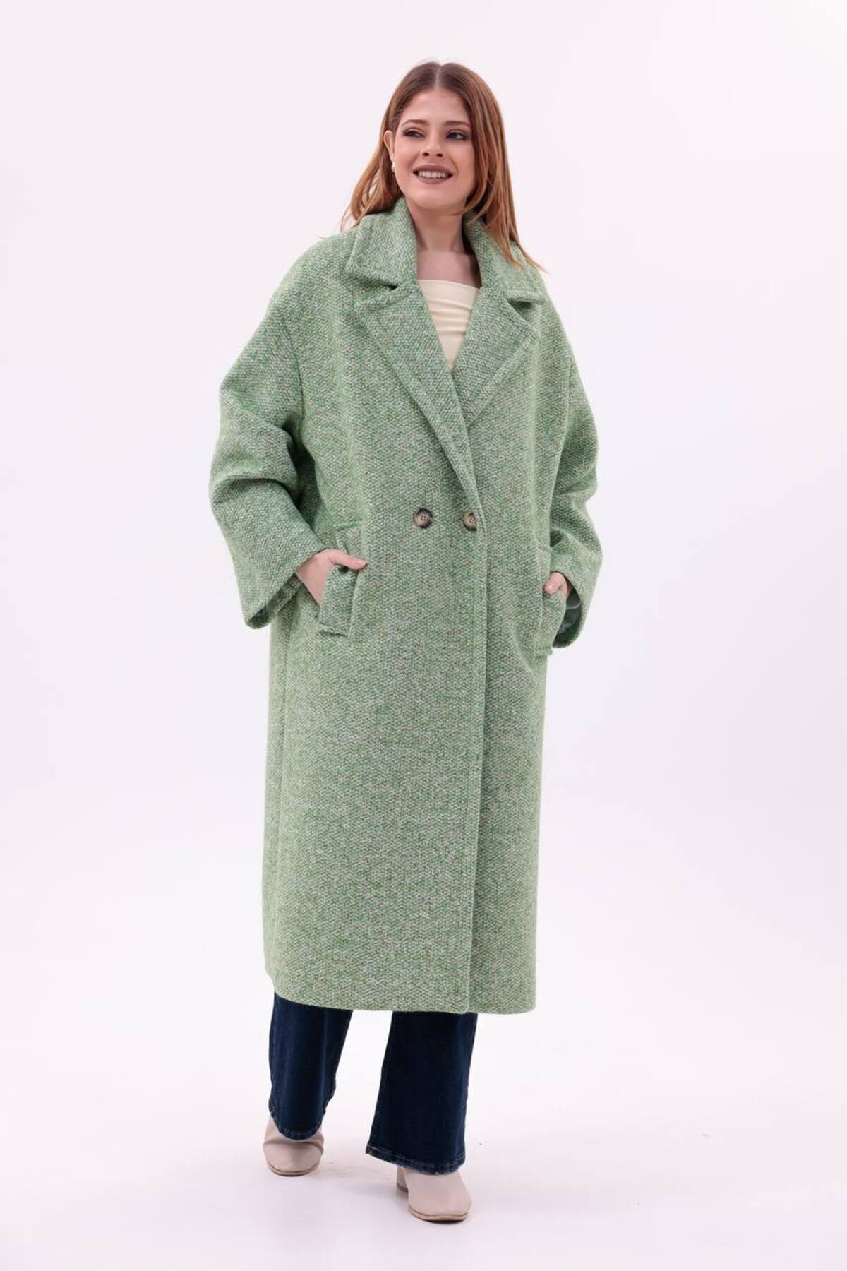 motix  Çift düğmeli içi astarlı kaşe kaban