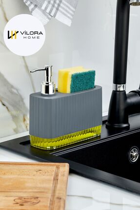 VİLORA HOME Şeffaf Tabanlı Modern Tezgah Üstü Sıvı Sabunluk