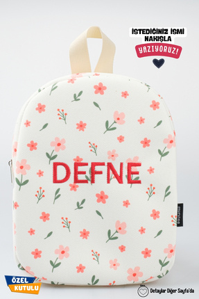 Minilee Minik Çiçekler – Çiçek Desenli Anaokulu Kreş Çocuk Çantası Kişiye Öze...