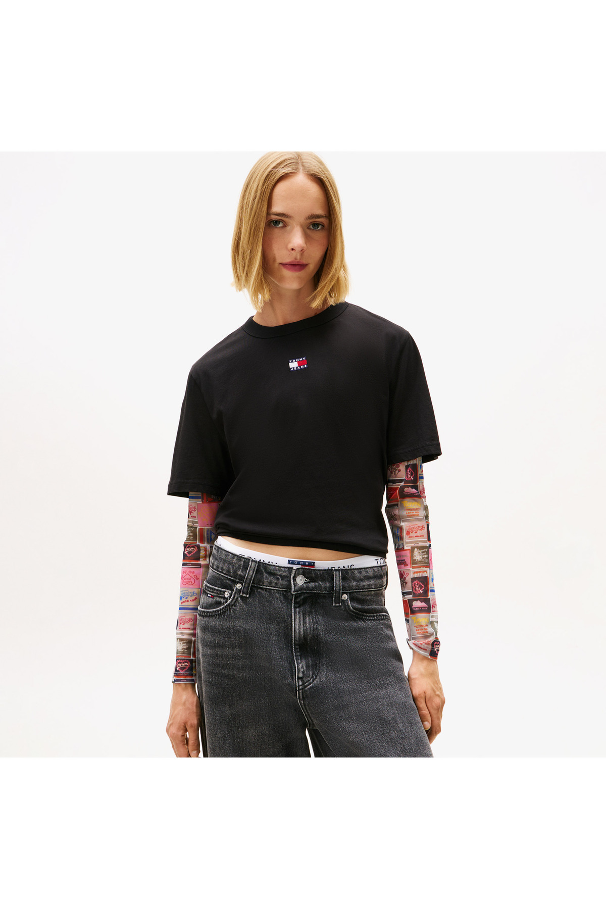 Tommy Hilfiger Badge Kadın Siyah T-Shirt