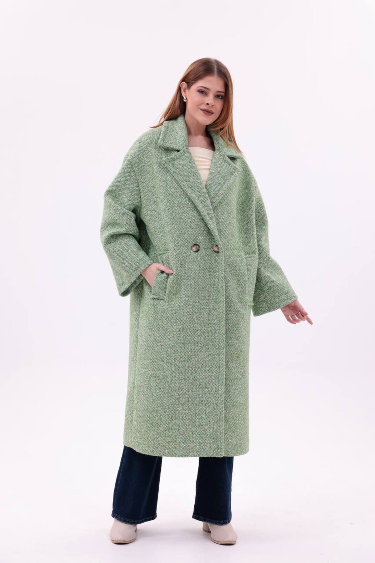 motix  Çift düğmeli içi astarlı kaşe kaban - Görsel 2