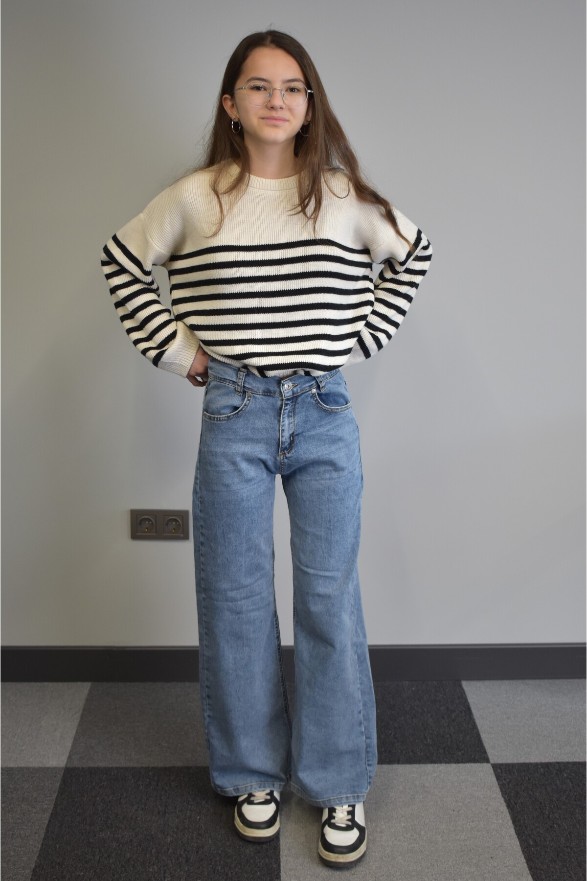 Banadamoda  Kız Çocuk Geniş Paça Jean Pantolon - Görsel 4