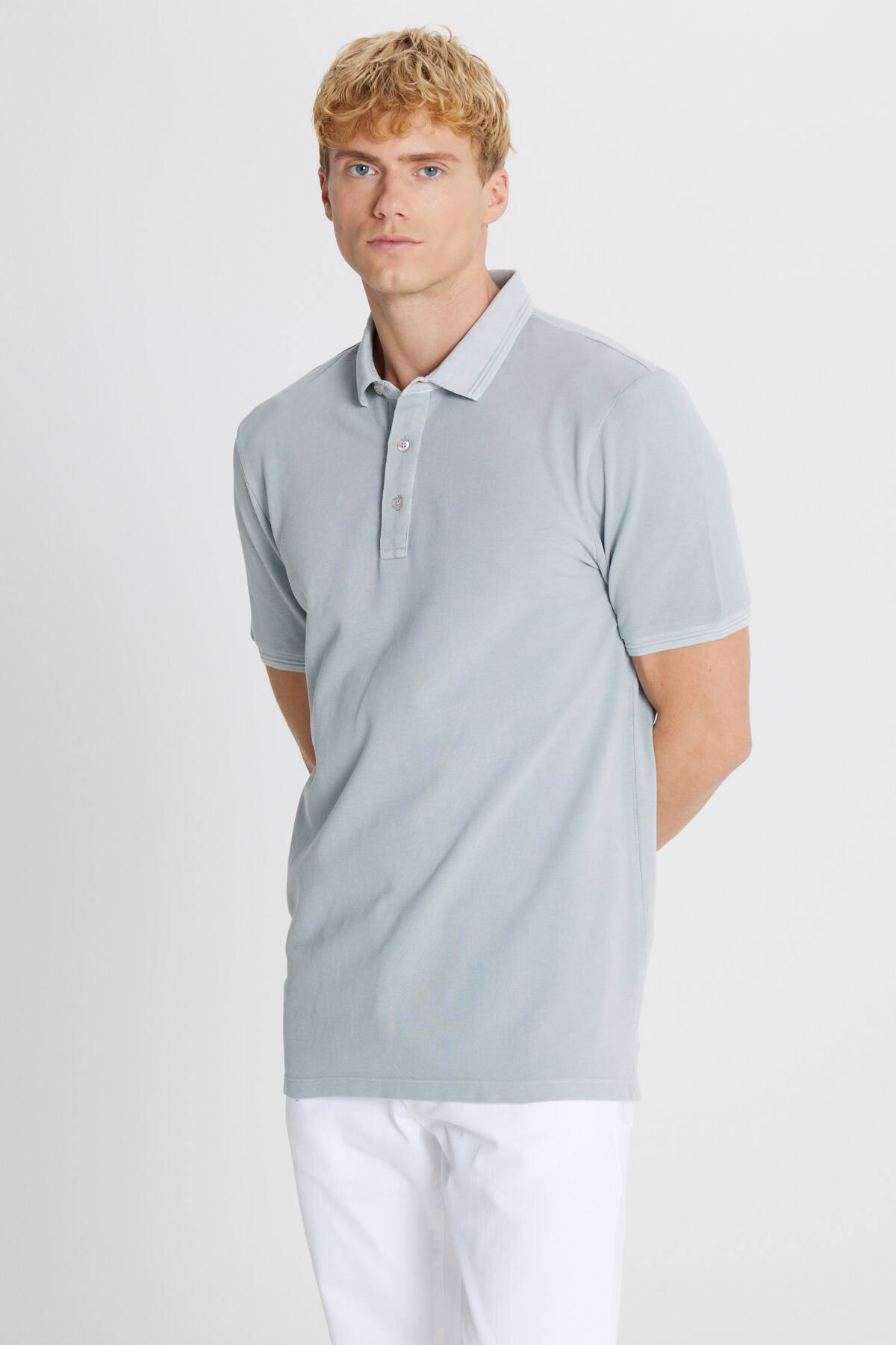 آلتین ییدلیز کلاسیکس پولو شرت مردانه اسلیم فیت خاکستری ۱۰۰٪ پنبه