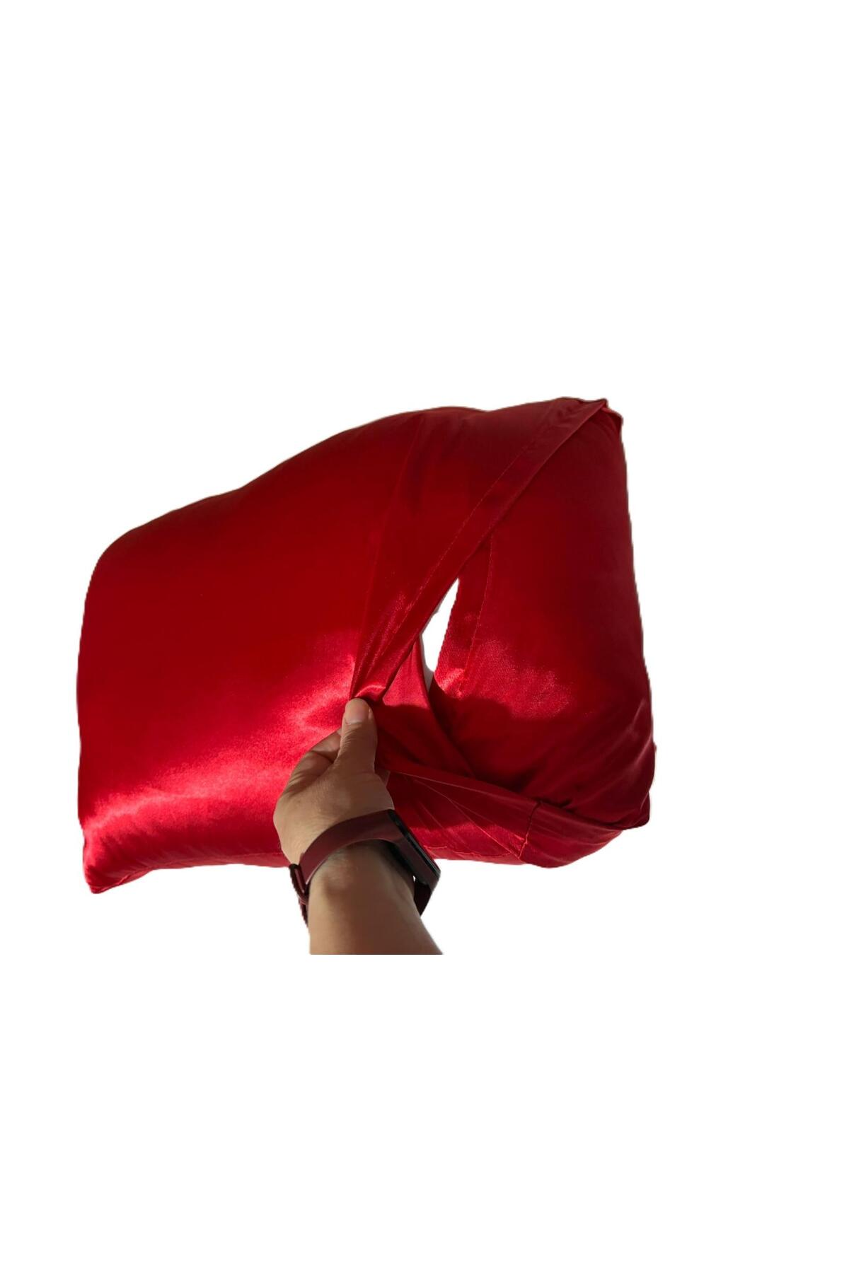 Kıvırcık ve düz Saçlılar Için Saten Bone tekli 50X70 Saten Yastık Kılıfı Toka cilt bakım seti — قرمز TEKLİ YASTIK BONE TOKA SETİ — تصویر 3 از 4
