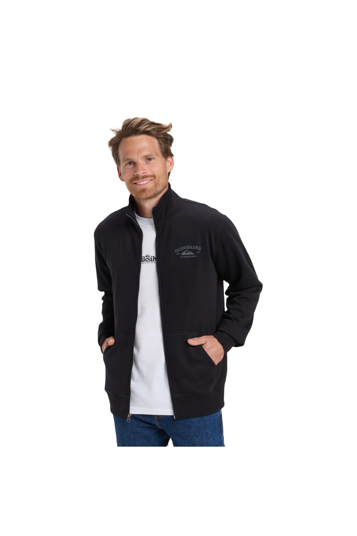 Quiksilver Zip Fleece No Hood Erkek Siyah Sweatshirt ERKEK