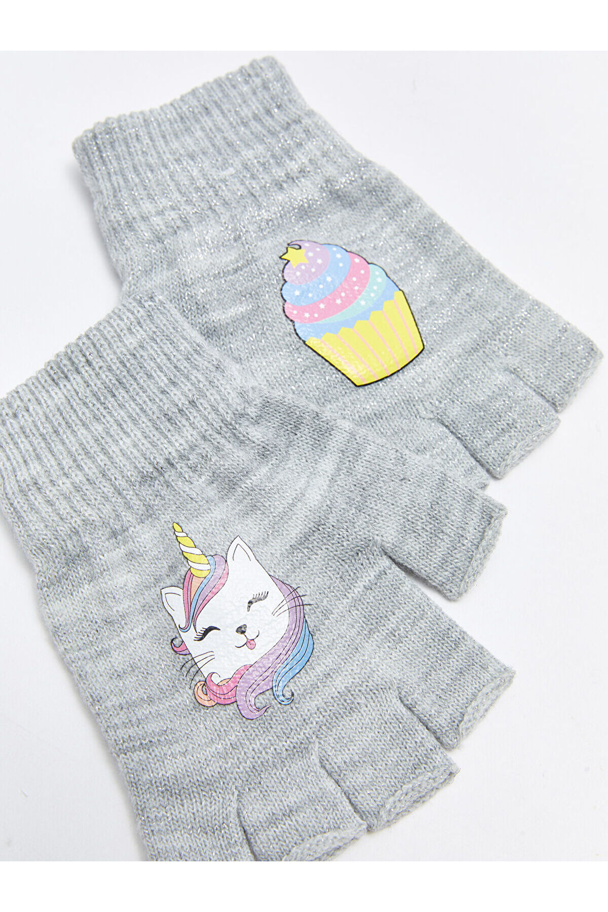 LC Waikiki Hilfa Yeni Sezon Baskılı Kız Çocuk Triko Eldiven 2'li fotoğrafı 3 (önizleme)