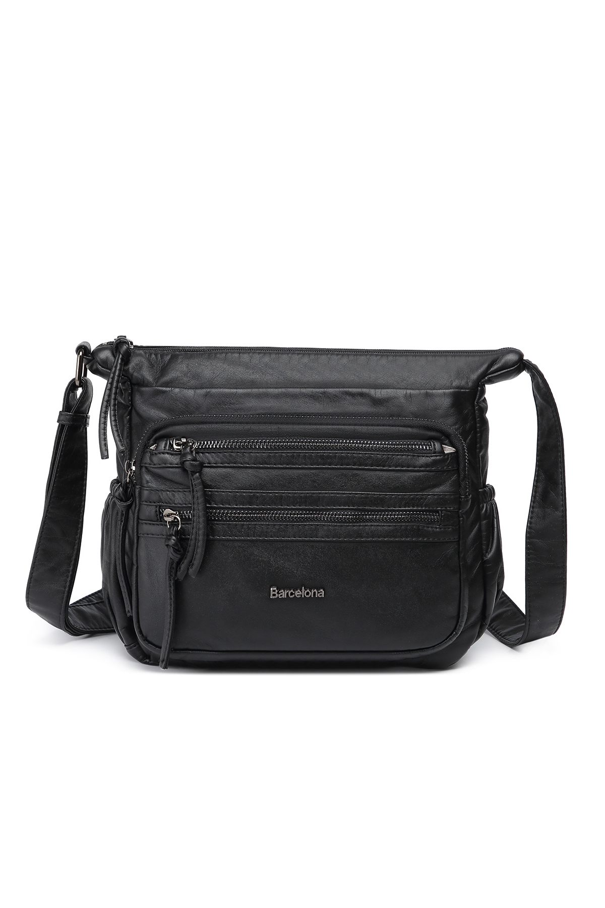 Barcelona Small Multi Pockets Long Crossbody Bag Women's Sports Casual Shoulder Bag Black