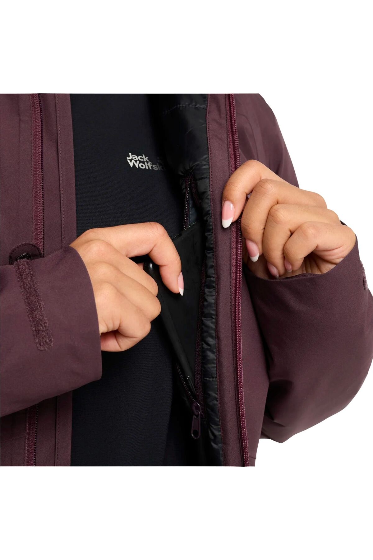 Jack Wolfskin Heidelstein Ins Kadın Mor Outdoor Ceketi KADIN OUTDOOR CEKETİ görsel 2