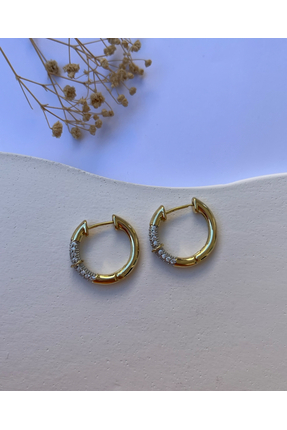 G&D ATELİER Taşlı gold halka küpe