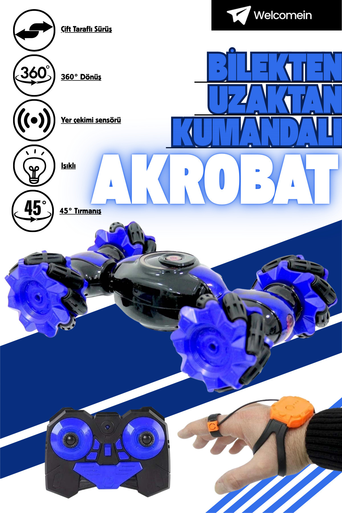 welcomein 4x4 Şarjlı 2.4G Double Flip Akrobat Araba Yerçekimi