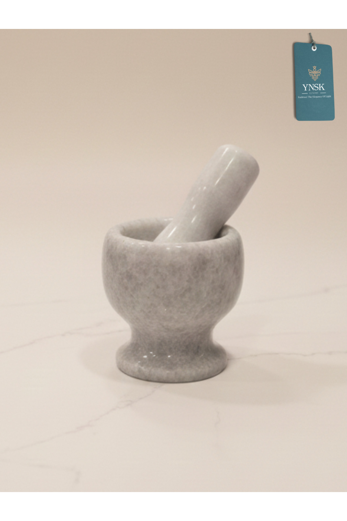 Luxury | Granito | Handmade Natural Marble Mortar & Hammer Set - White