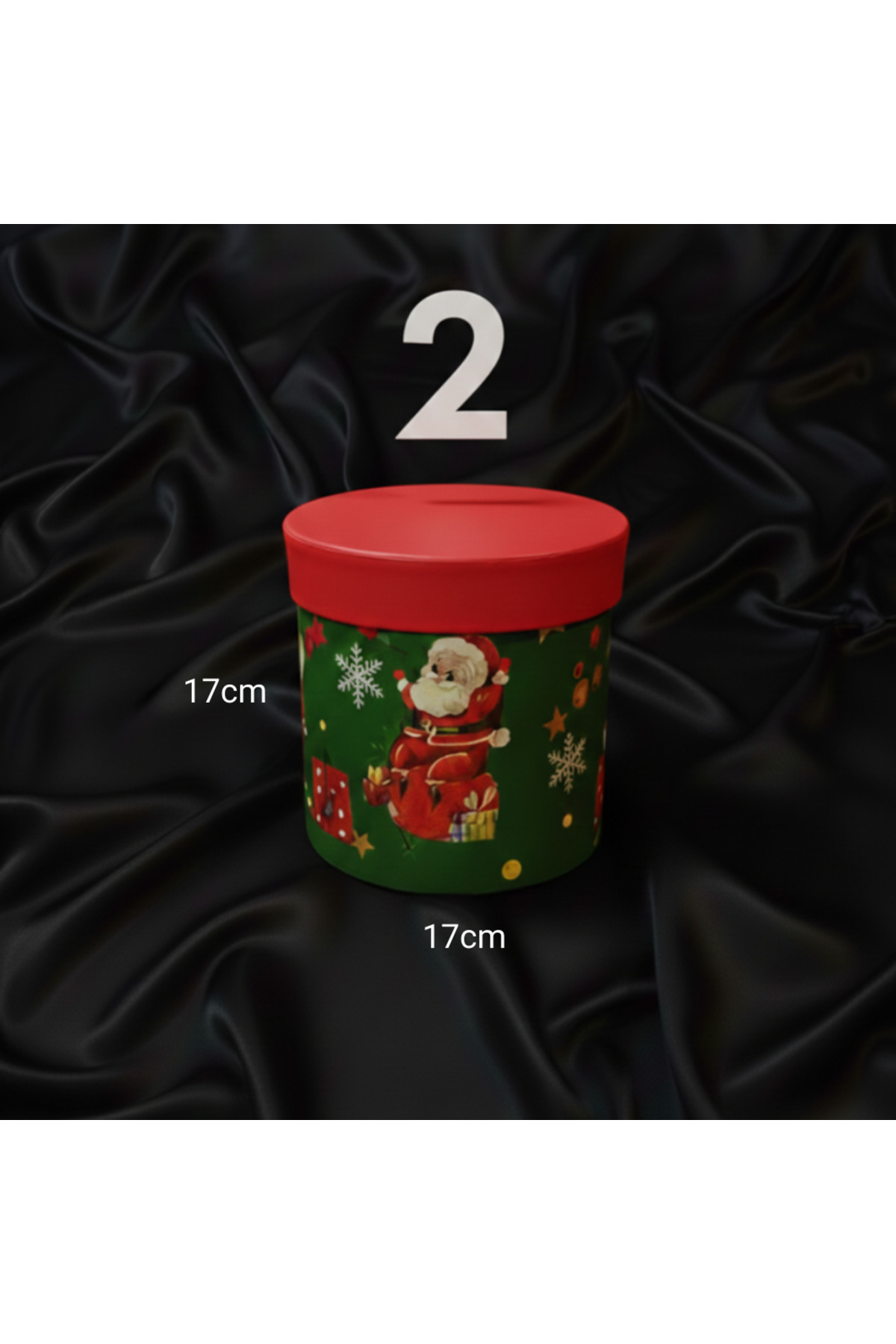 Yılbaşı Temalı 3Lü Set Silindir Şeklinde Boş Hediye Kutusu, Sert Mukavva Kutu (20cm-17cm-15cm)