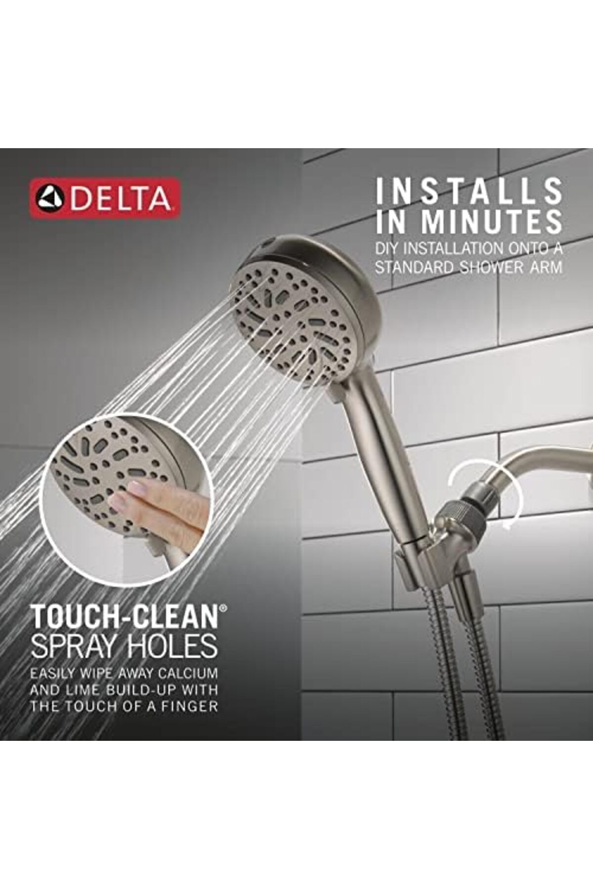 Yıldızan Faucet ProClean Fırçalı Nikel Duş Başlığı, Elde Taşınabilir, Yüksek Basınçlı Püskürtmeli Duş Başlığı