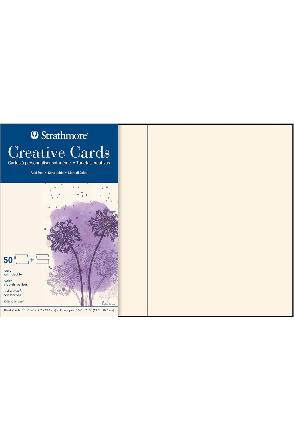 Yıldızan Tree_ Yaratıcı Kartlar, Deckle Kenarlı Fildişi Rengi, 12,7 x 17,5 cm, 50'li Paket, Zarflar Dahi