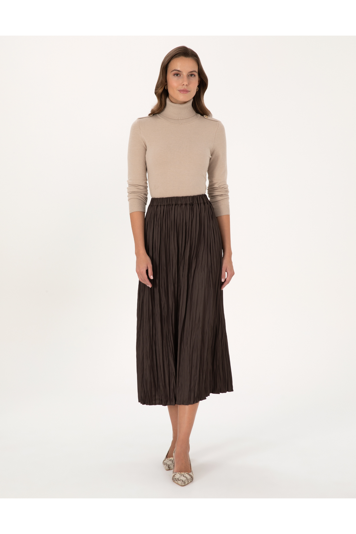 Pierre Cardin  Kahverengi A Kesim Dokuma Etek 50315695-VR029