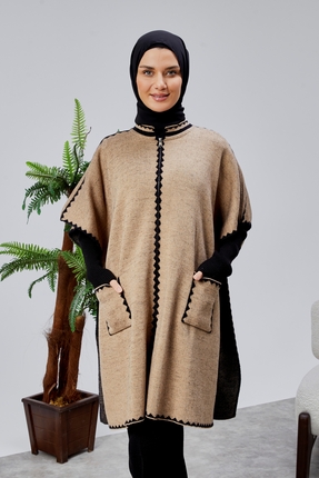 CNR TEKSTİL SAKAL KARIŞIMLI DESENLİ TRİKO PANÇO