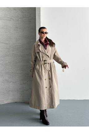 Safari Oversize Uzun Kuşaklı Trençkot