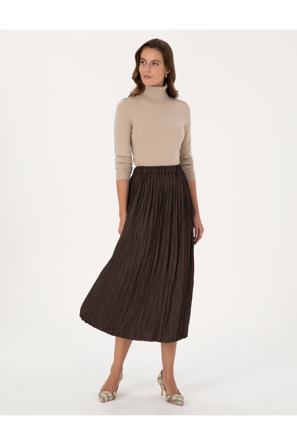 Pierre Cardin  Kahverengi A Kesim Dokuma Etek 50315695-VR029 - Görsel 3