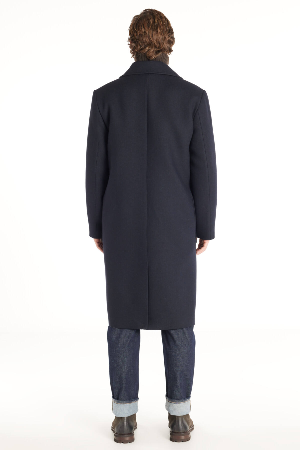 Ted Baker  LACİVERT YÜNLÜ DİAGONAL DOKULU KRUVAZE PALTO - Görsel 4