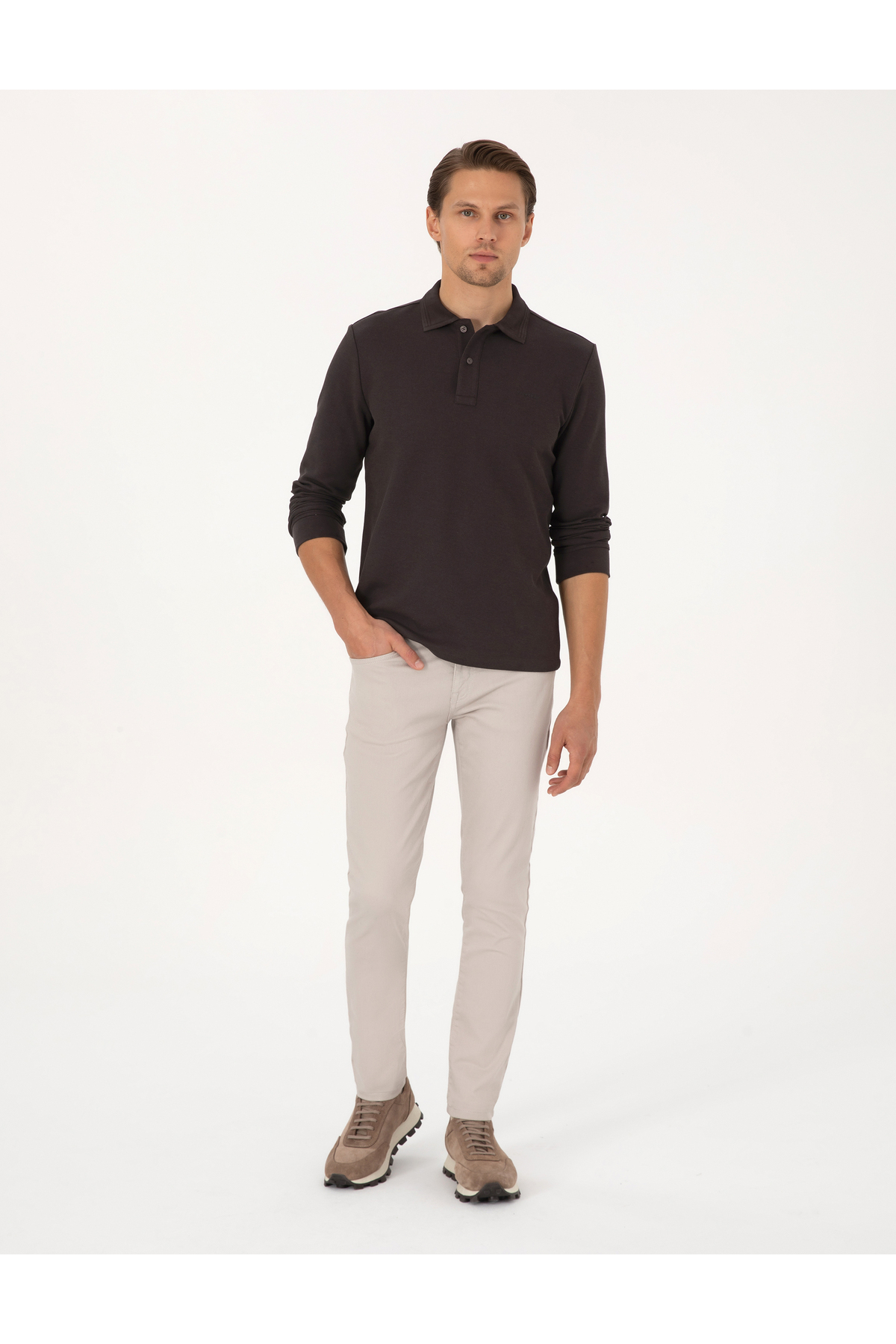 Pierre Cardin Koyu Kahverengi Slim Fit Sweatshirt 50311678-VR084 görsel 4