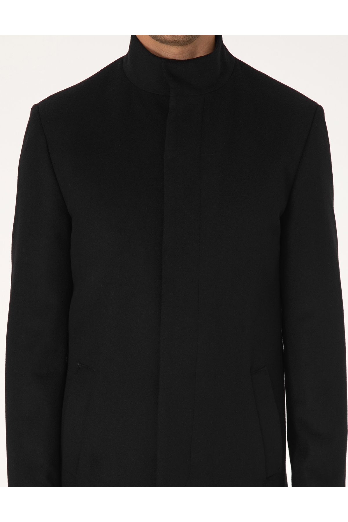 Pierre Cardin  Siyah Slim Fit Yün Karışımlı Palto 50314214-VR046 - Görsel 7