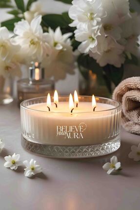 Believe Your Aura Yasemin Kokulu Kase Mum - %100 Doğal Soya Mumu Dekoratif Ve...