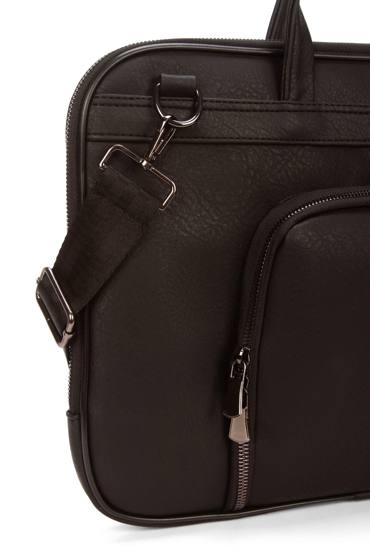 Newish Polo  Erkek Siyah Suni Deri Deri Evrak ve Laptop Çantası - Görsel 5