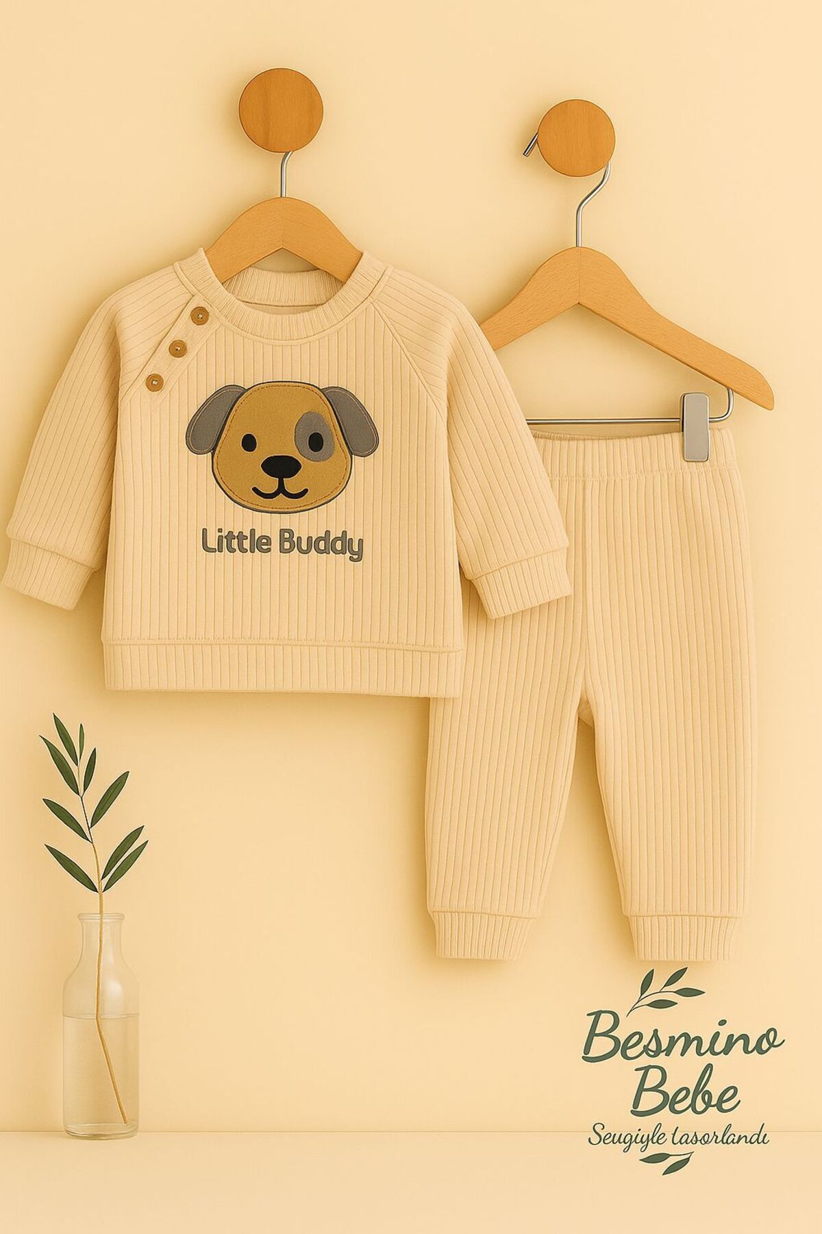 Dog Embroidered Double Set