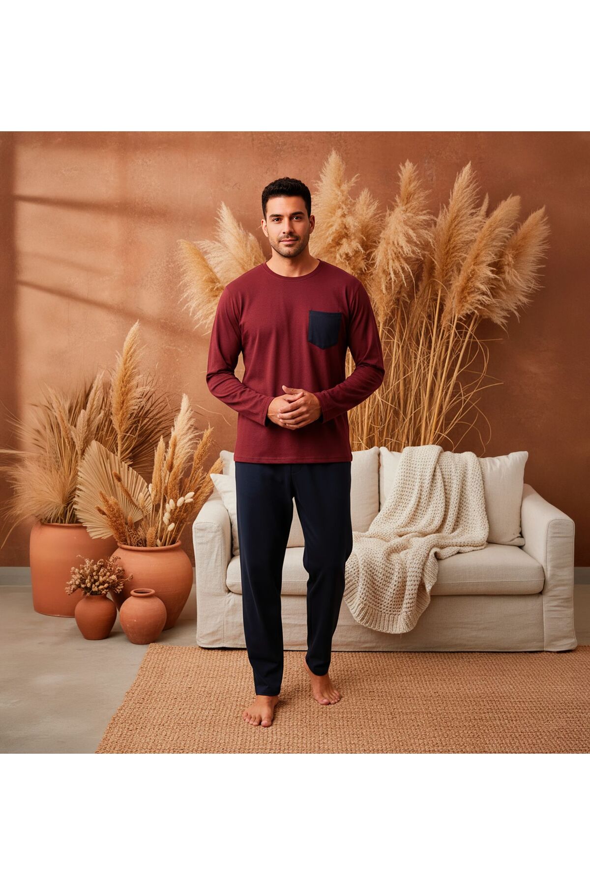 LİLA İÇ GİYİM Erkek İnterlok Kışlık Pijama Takımı