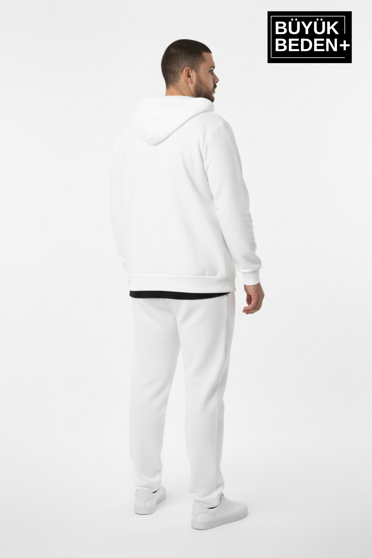 Süperlife Erkek Büyük Beden Fermuarlı Kapüşonlu ince Sweatshirt Hırka - Rahat Kalıp SPR26BHR960 görsel 4