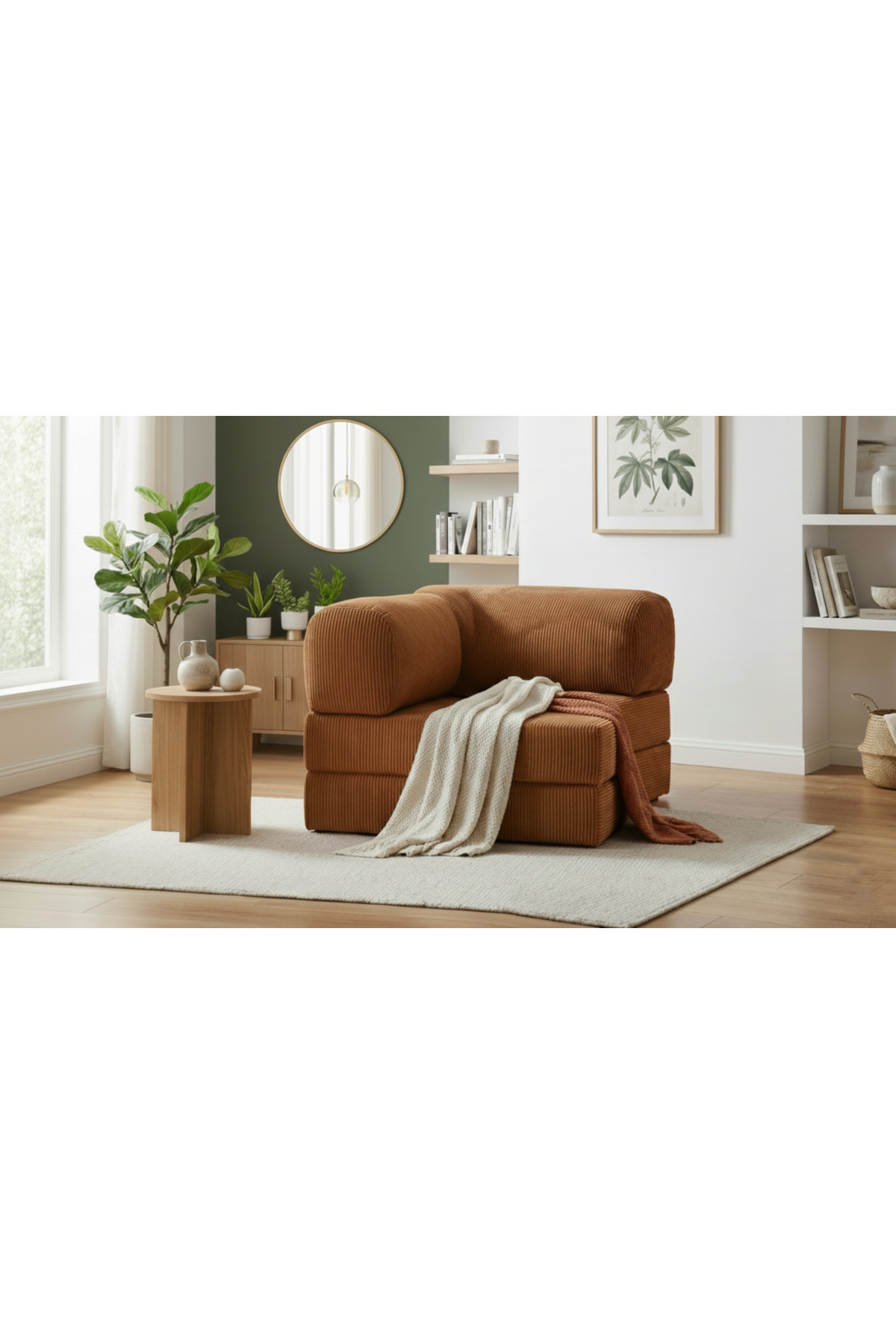مبل کنج خطی مینی L مدل کنفیت فیتیله‌ای چندمنظوره با نشیمن راحت 100x100
