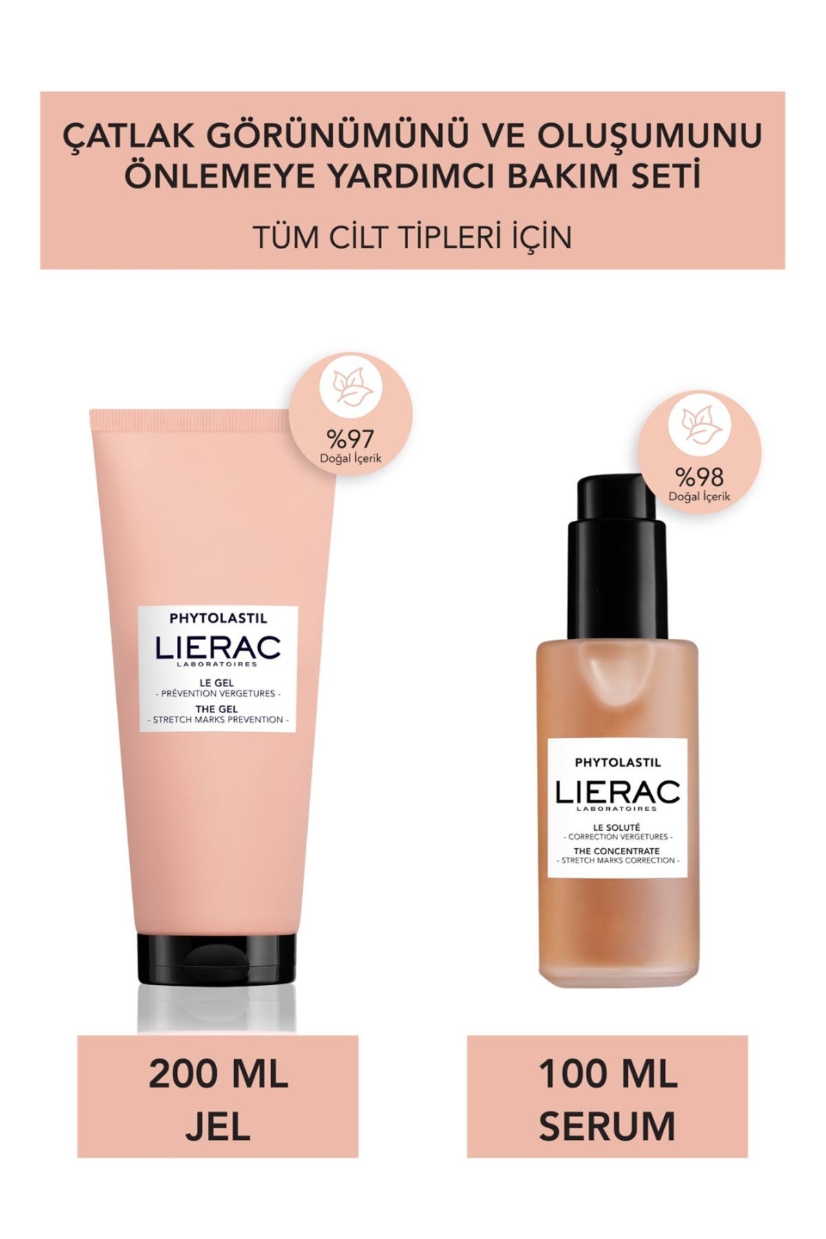 Lierac Phytolastil Çatlak Önleyici Jel 200ml ve Serum 100ml - Bitkisel Çatlak Bakım Seti — SET.LRC.26