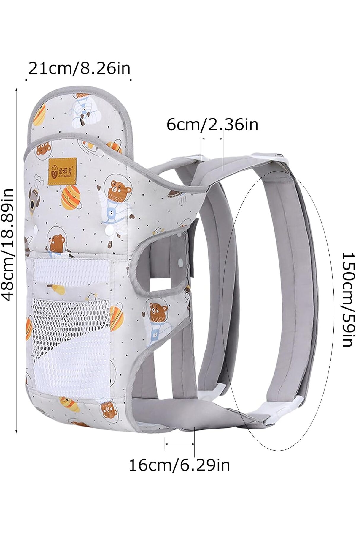 YclShop Nefes Alabilir Kumaş Bebek Taşıyıcı Ana Kucağı Kanguru Yan Cepli Makinede Yıkanabilir Kumaş fotoğrafı 5 (önizleme)