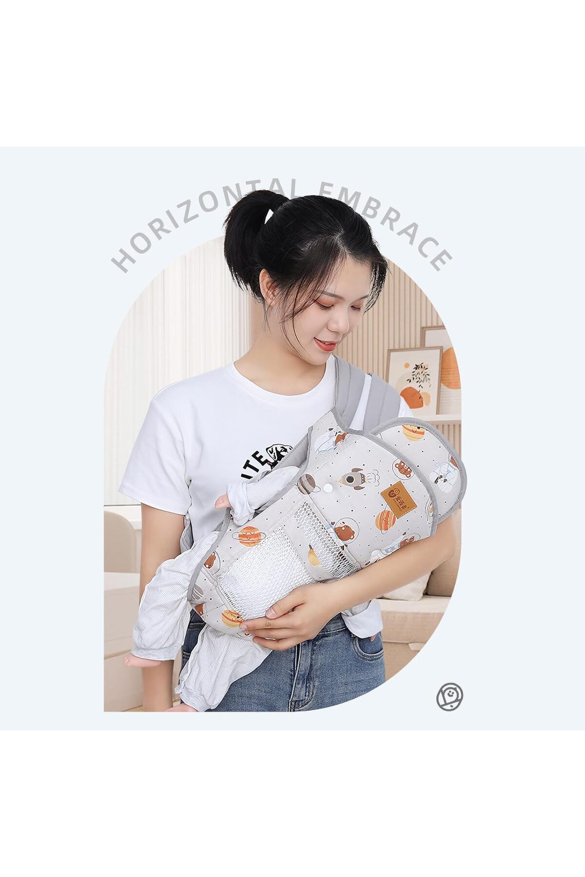 YclShop Nefes Alabilir Kumaş Bebek Taşıyıcı Ana Kucağı Kanguru Yan Cepli Makinede Yıkanabilir Kumaş fotoğrafı 6 (önizleme)
