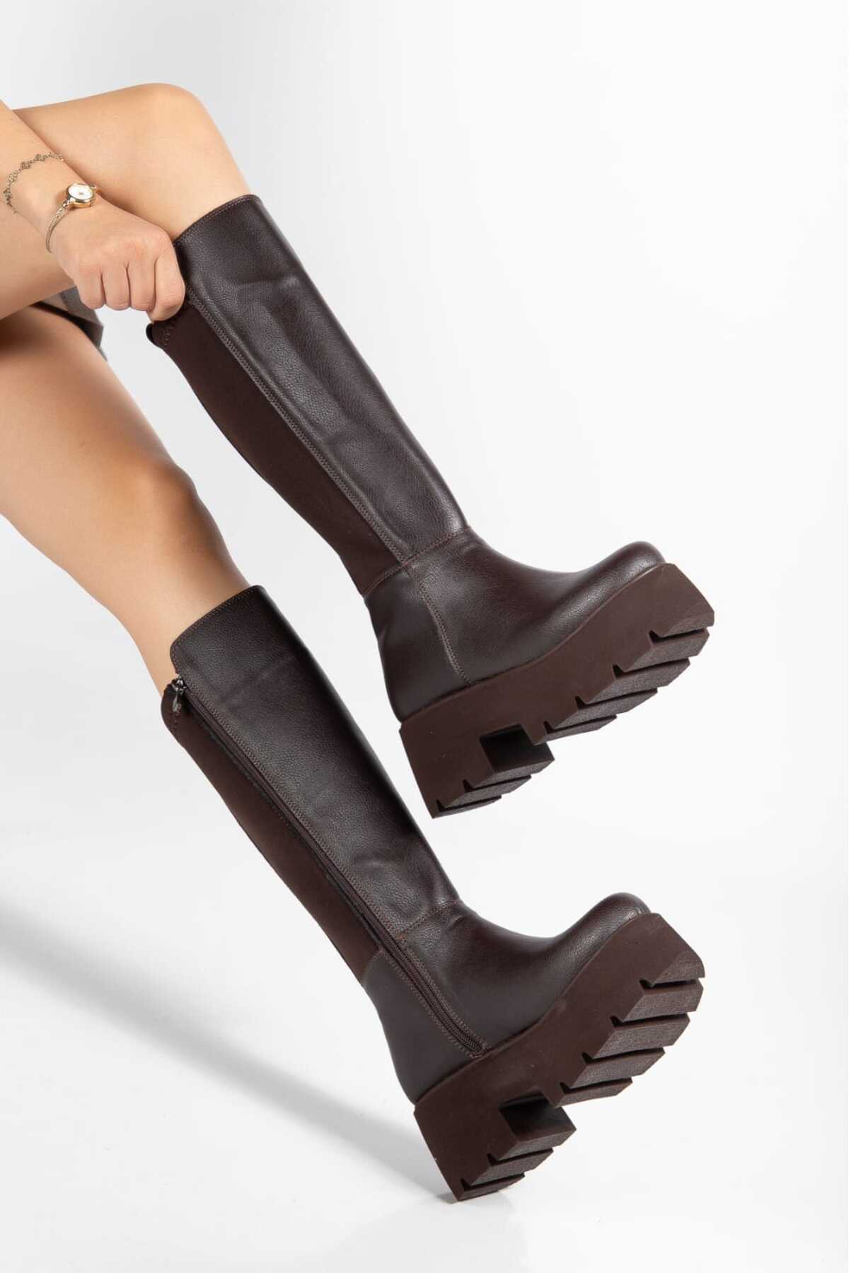 ALPODİ  Kadın Çizme Yüksek Taban Goncu Strec ALD2000-Ç104