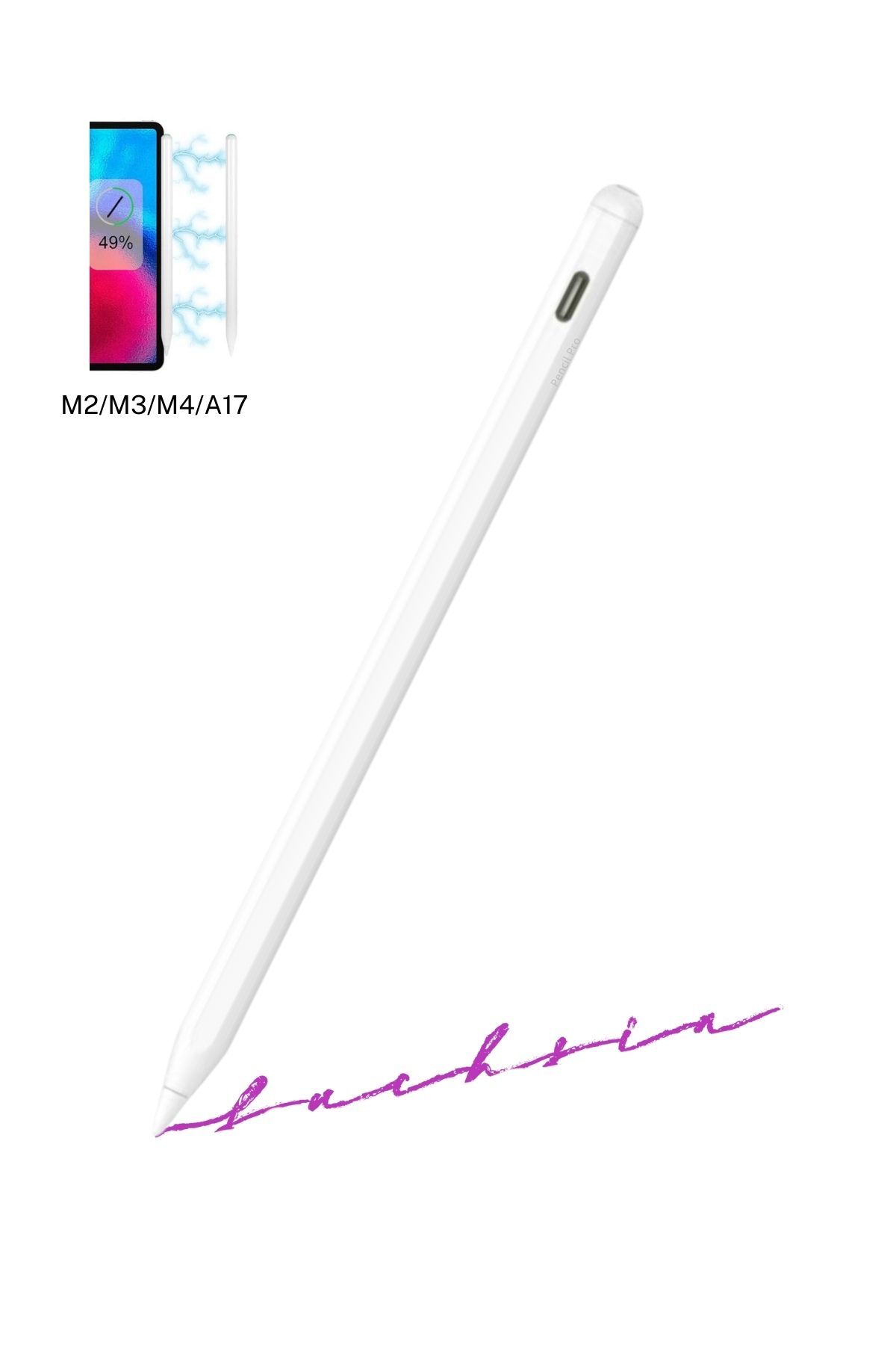 Fuchsia iPad M4/M3/M2/A17 Air Pro Uyumlu M2 ile Manyetik Şarj