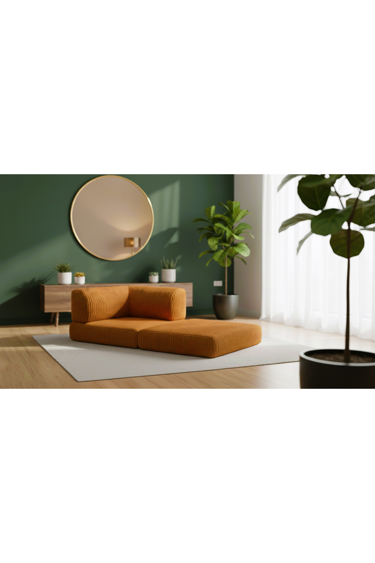 مبل کنج خطی مینی L مدل کنفیت فیتیله‌ای چندمنظوره با نشیمن راحت 100x100