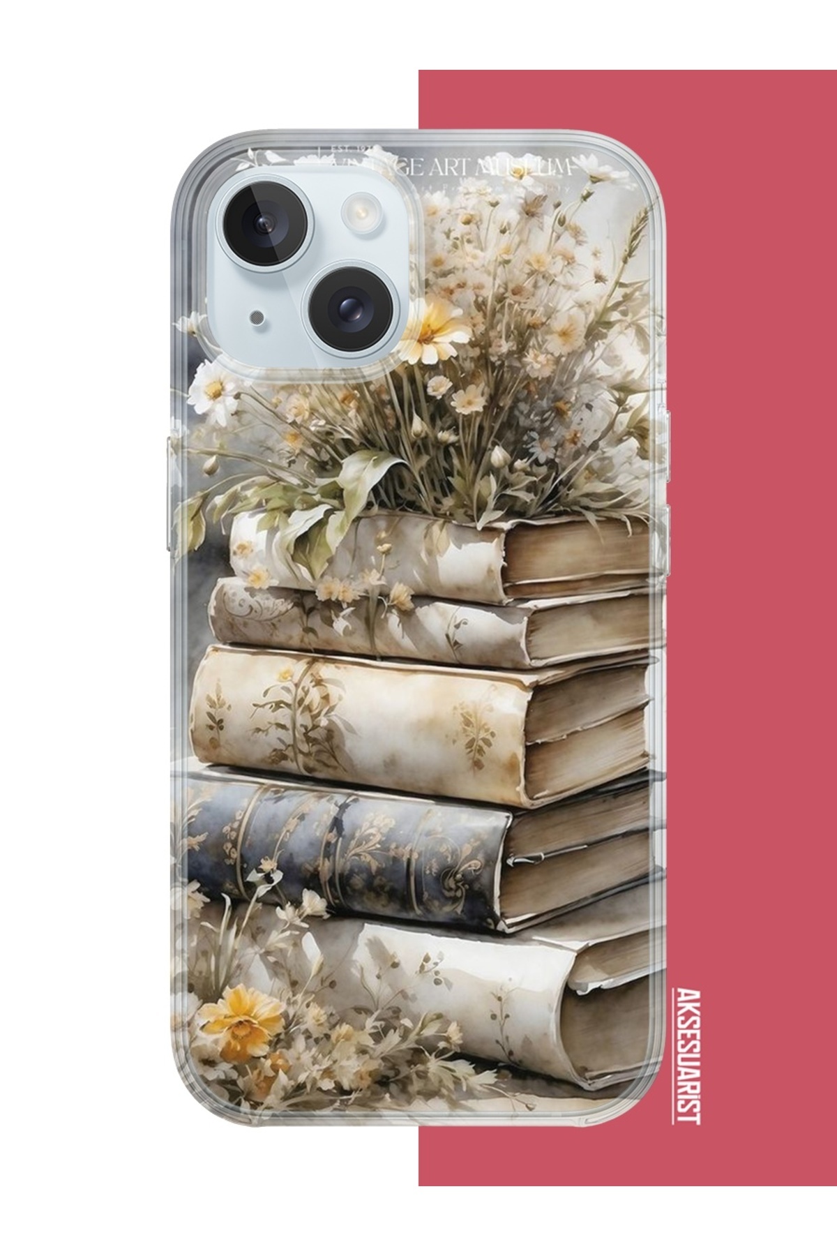 Iphone 15 Compatible Daisy Book UV Printed Silicone Case
