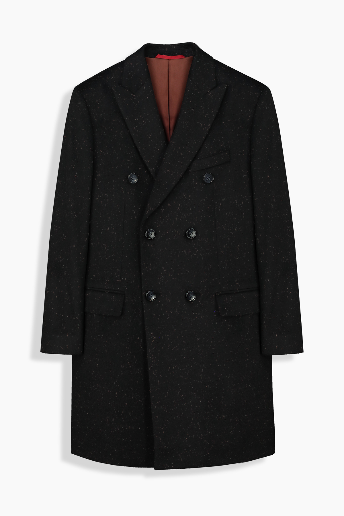 Sarar  İNTERVİEW DOKUMA KUMAŞ DESENLİ YÜN SLİM FİT SİYAH KAHVE PALTO