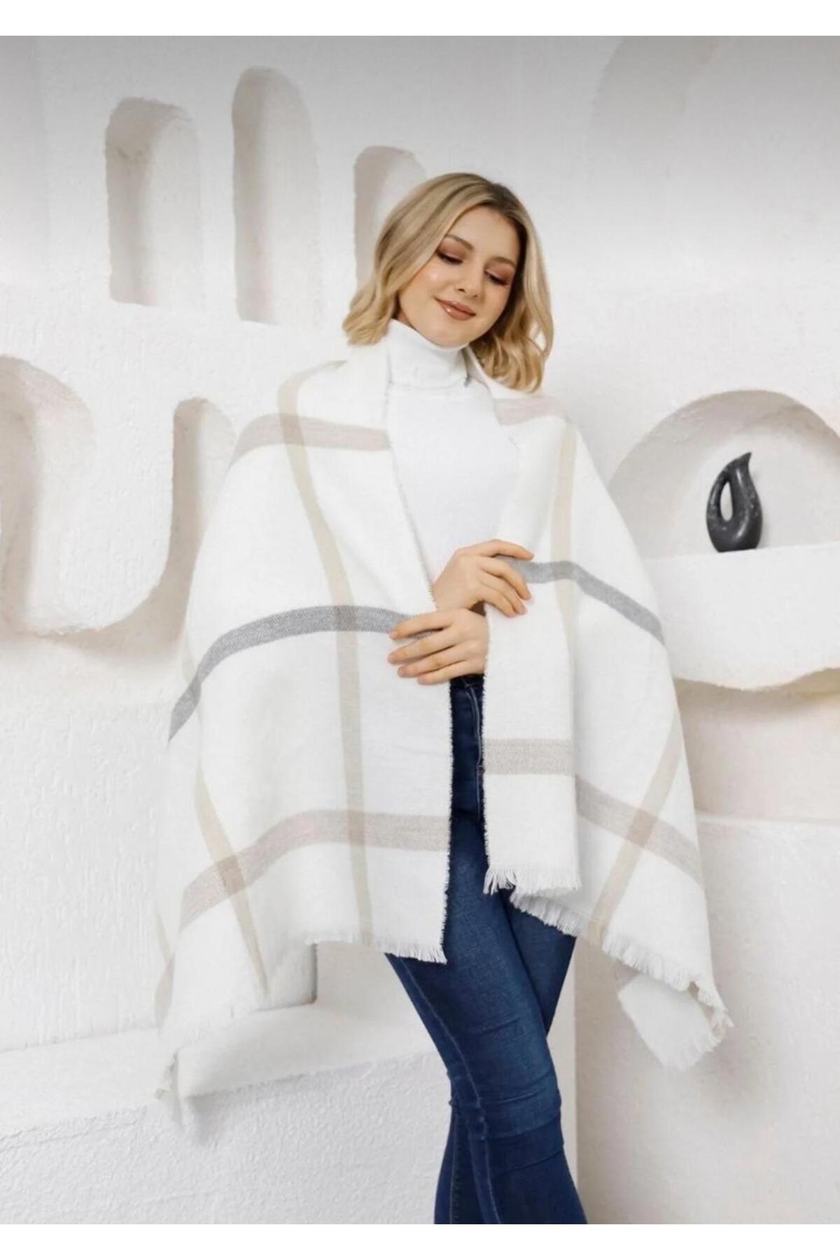 Mynoa Жіночий шарф з бавовняної тканини з картатим візерунком 70*190