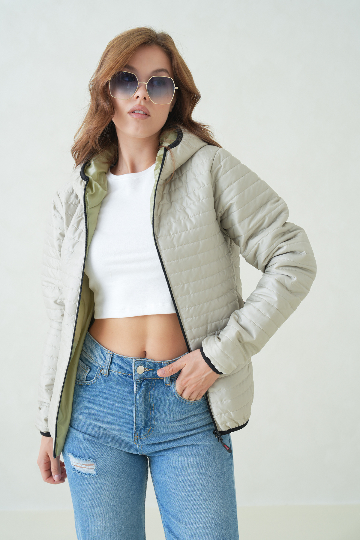 D1fference  Kadın Kapüşonlu Elyaf Dolgulu Ultra Hafif İçi Astarlı Su İtici Rüzgar Geçirmez Spor Şişme Mont